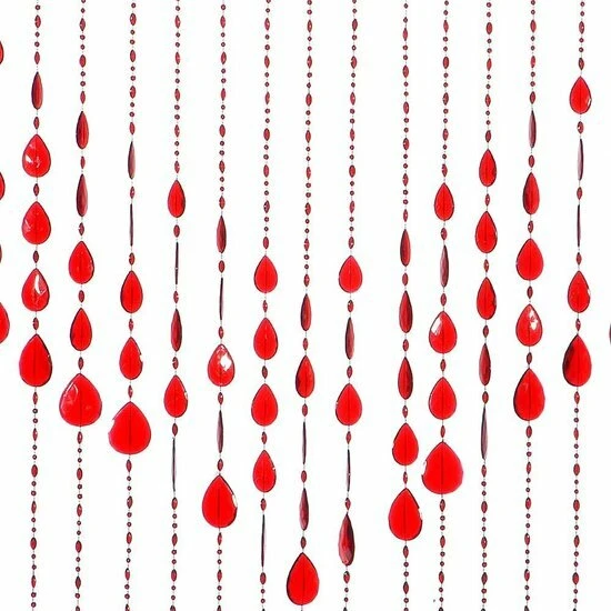 Kralengordijn Druppel Rood 90x200cm 1 Kralengordijn Druppel Rood 90x200cm