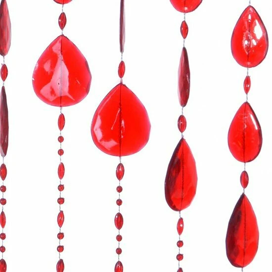 Kralengordijn Druppel Rood 90x200cm 3 Kralengordijn Druppel Rood 90x200cm - Afbeelding 3