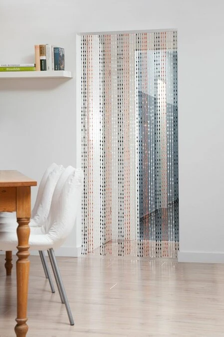 Kralengordijn Zwart/wit/oranje 90x200cm 2 Kralengordijn Zwart/wit/oranje 90x200cm - Afbeelding 2