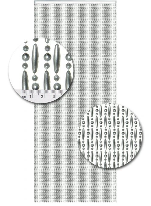 Vliegengordijn Kralen Op Maat: Verspringen Metallic Zilver 2 Vliegengordijn Kralen Op Maat: Verspringen Metallic Zilver - Afbeelding 2