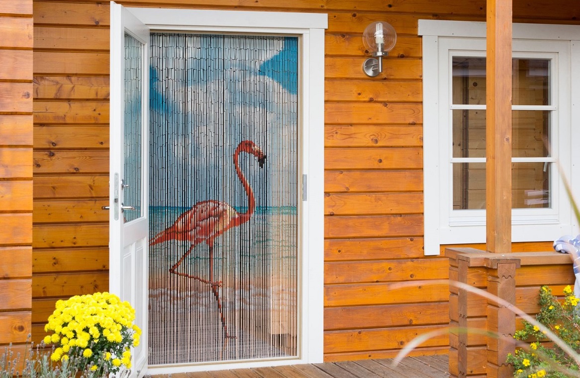 SchutzRollo Winkel -SchutzRollo Winkel vliegengordijn bamboegordijn flamingo zee